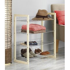 25.5 in. H 12-Pair 4-Tier Yellow Metal Shoe Rack