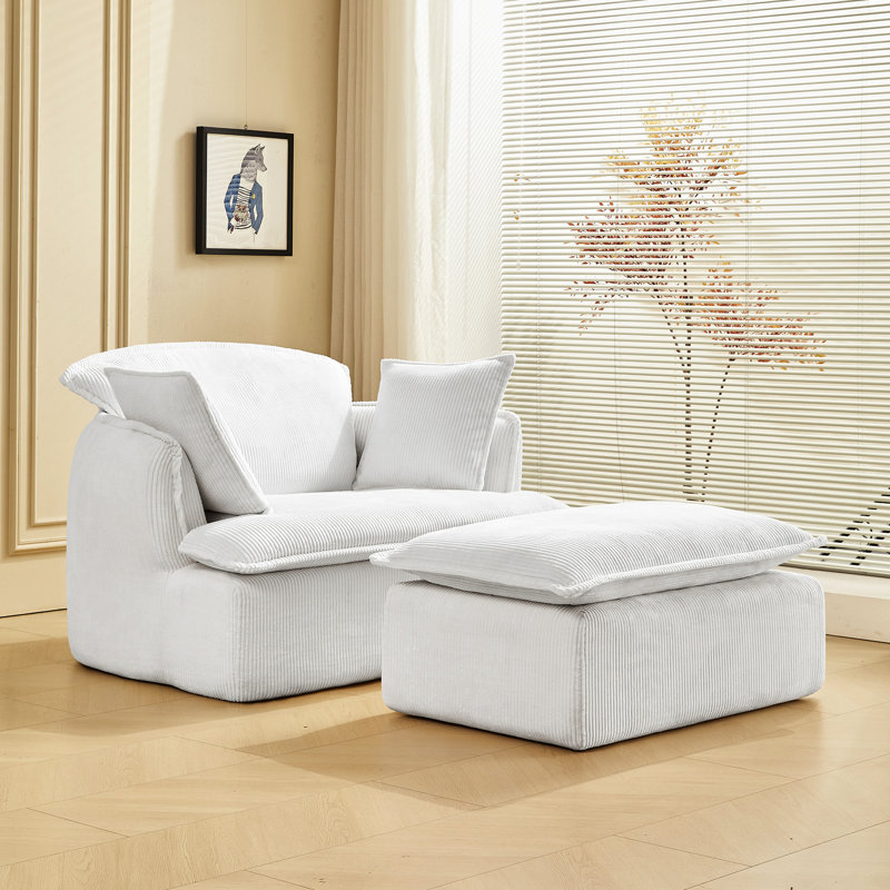 Chaise rembourrée en velours côtelé avec velours côtelé en velours côtelé, Beige