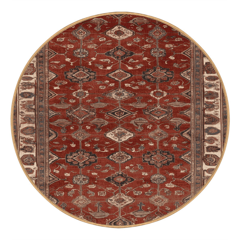 Tapis brun lavable à la machine, Rond 3 pi