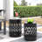 Black Iron Cut Design Outdoor Side Table - Modern Metal End With Powder-Coated Frame, No Assembly For Home Tables Of 2 Elegant Pattern,