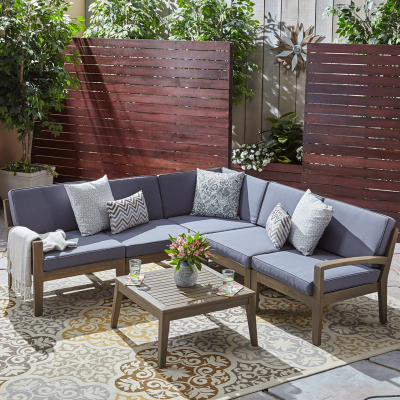 Ajanai Acacia 4-Person Patio Conversation Set, Gray and Dark Gray