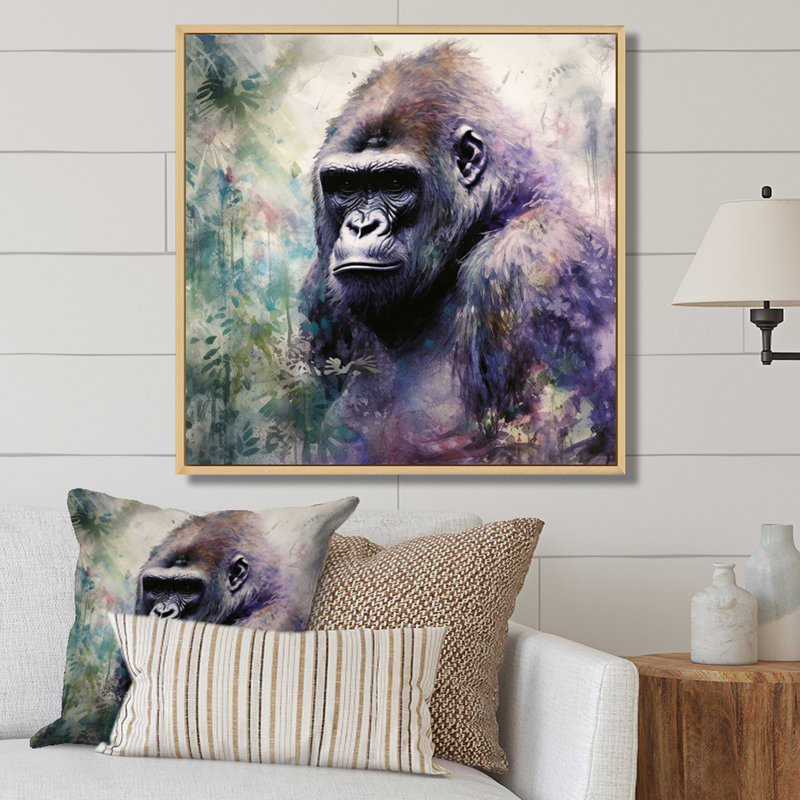 «Powerful Gorilla Primer II» sur toile, Cadre naturel flottant, H 24 po x l 24 po x P 1 po