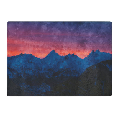 Tempered Glass Mountain Ridge Sunset Chopping Board