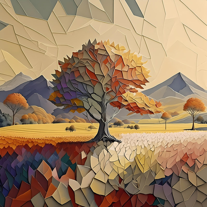 Colorful Mosaic Tree, 42" H x 42" W