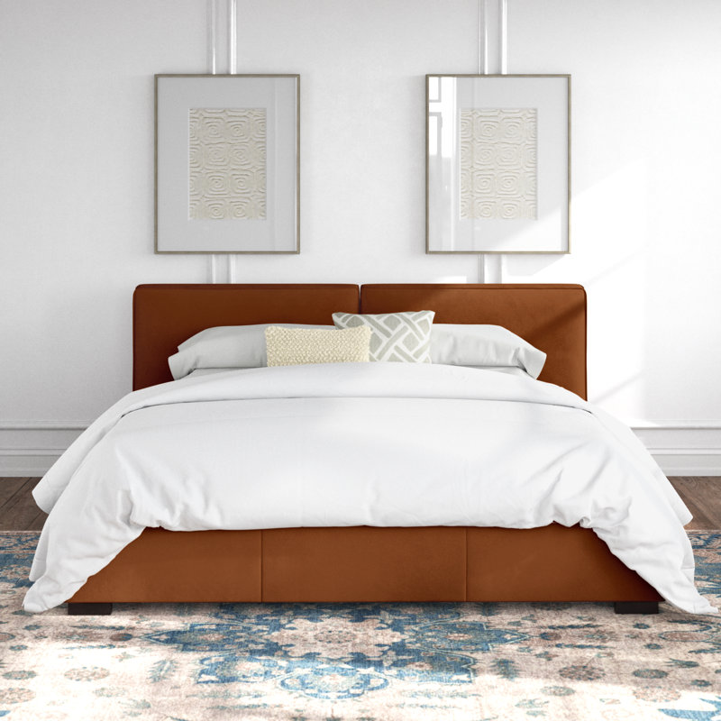 Bakar Upholstered Platform Bed, King, Gray