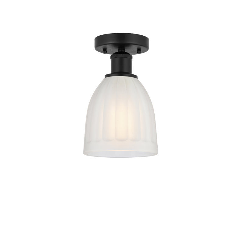 Plafonnier semi-encastré en verre Radegonde, Noir mat, Blanc