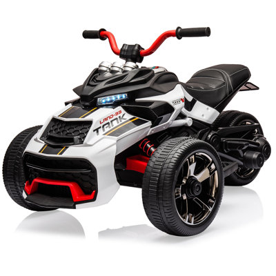 Voiture 12 V pour enfants, véhicule électrique à 3 roues avec 2 moteurs de 55 W, 7 MPH, musique, lumières DEL, pneus EVA