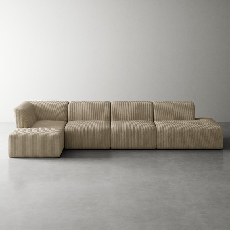 5 Seater Corduroy Seating Component, Left Hand Facing, Khaki Corduroy