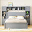 Très grand lit gris avec armoire tout compris, tablette et douille - arrangement intégré splendide-763721297
