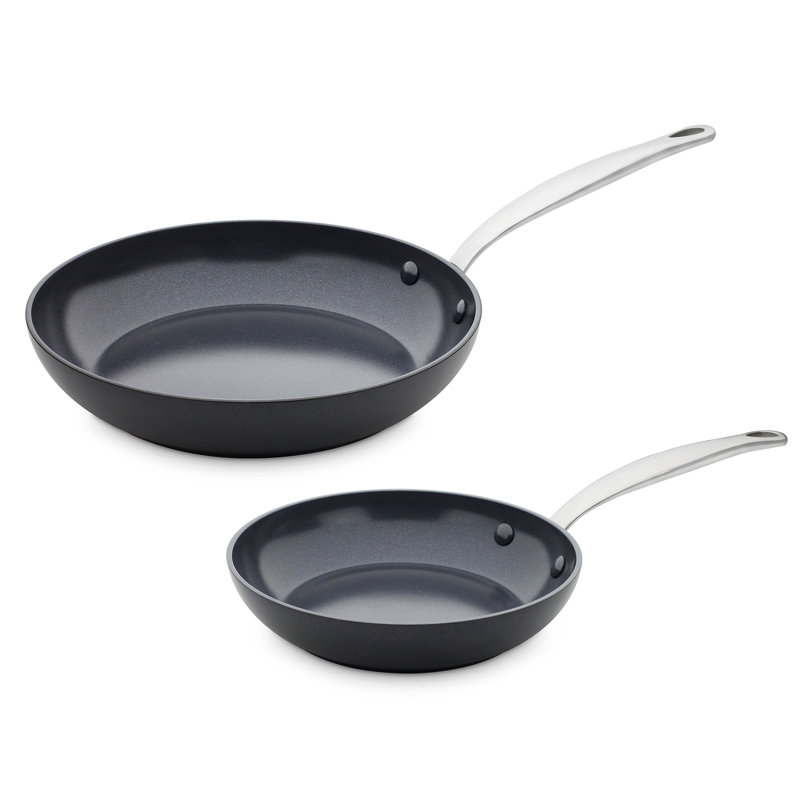 GreenPan Barcelona Black Aluminium Non-Stick 24cm & 28cm Frying Pan Set