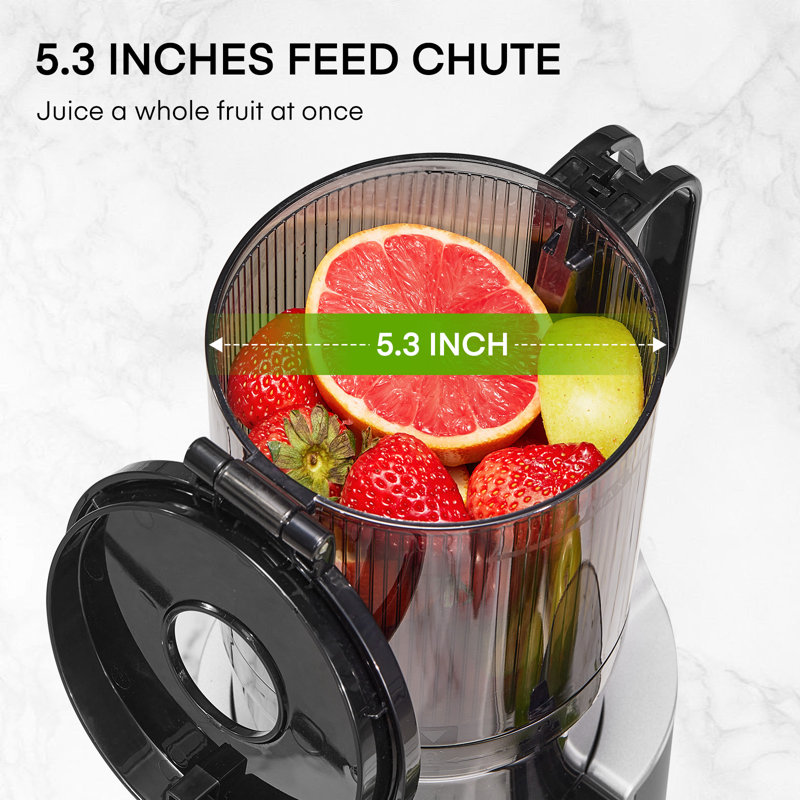 Cold Press Juicer With 5.3" Extra Wide Feed Chute For Whole Fruits - High Yield, Easy To Clean, 250W Slow Masticating Motor  Option 3 (Benefit-Driven):