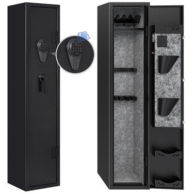 Coffre-fort pour armes à feu, coffre-fort pour fusil avec empreinte biométrique, armoires pour 3 à 5 fusils, pistolet de sécurité à accès rapide