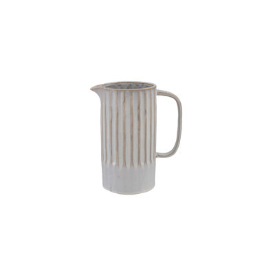 Stoneware Ribbed Pitcher In Reactive Glaze