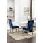 De 2 chaises de salle à manger rectangulaires bleues modernes avec revêtement en peau et revêtement en chenille pour plus de confort-675427700