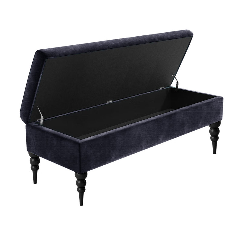 Safar Plain Upholstered Bench – Naples Shoe Bench Footstool with Storage & Turned Wooden Legs, 40cm H x 180cm W x 40cm D