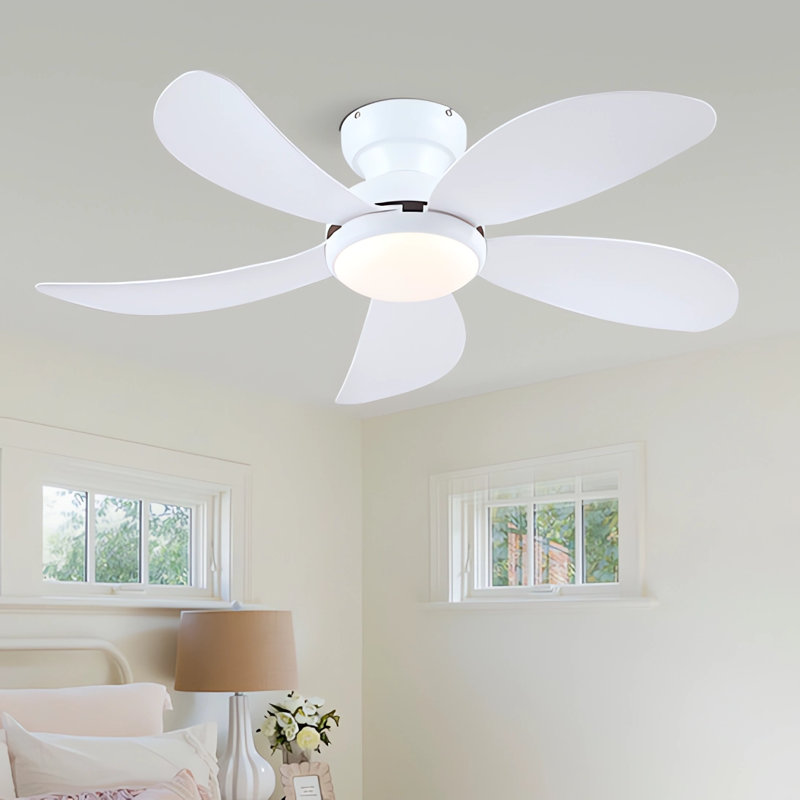 Ventilateurs de plafond modernes à profil bas de 42 pouces avec lumières et télécommande / application, Blanc