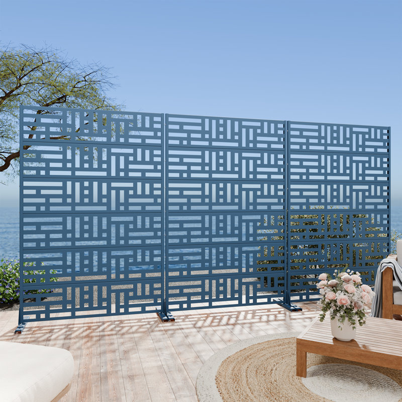 Kai 6 ft. H x 4 ft. W Privacy Screens Rectangular Pattern with Metal