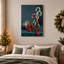 " Red and Blue Candy Canes with Holly and Silver Christmas " Painting-900644101