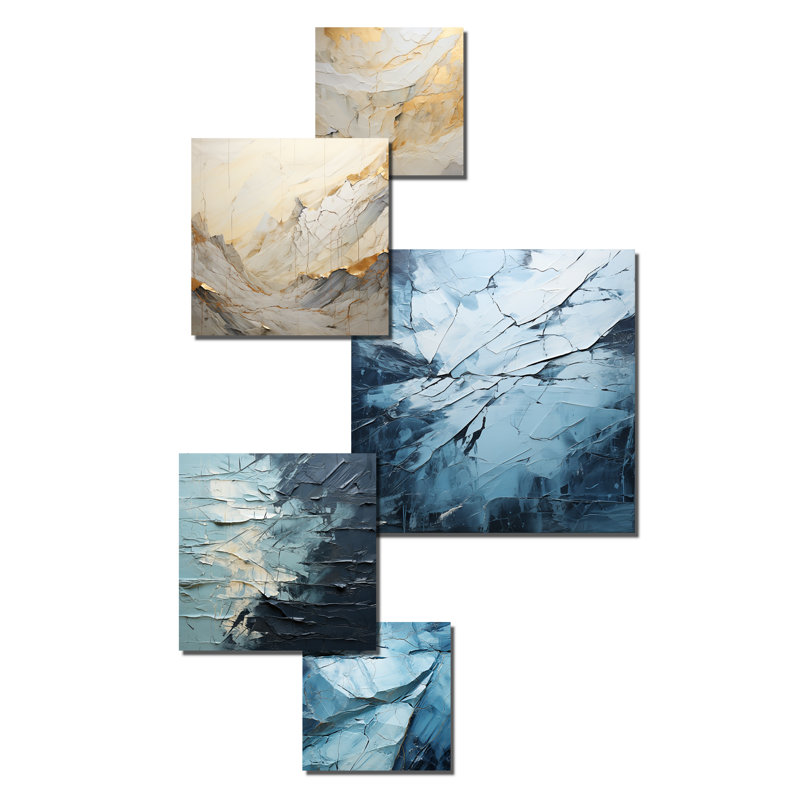 «Beige et or», ensemble de 6 formes abstraites en forme de pierre glaciaire II