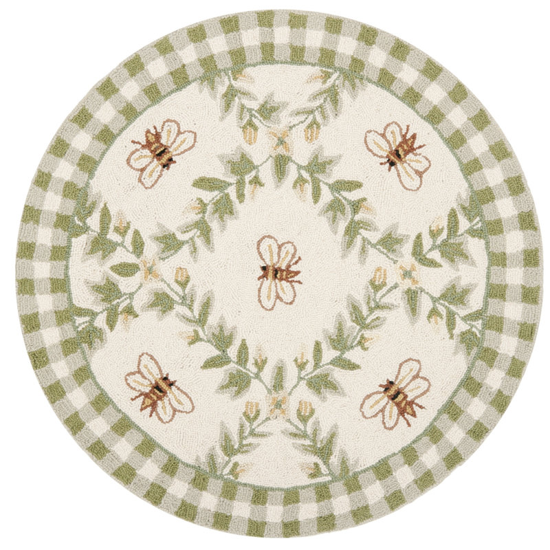 Elara Floral Handmade Wool Area Rug, Round 3'