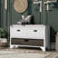 Banc de rangement avec panier amovible et 2 tiroirs, banc à chaussures entièrement assemblé avec coussin amovible-695078370