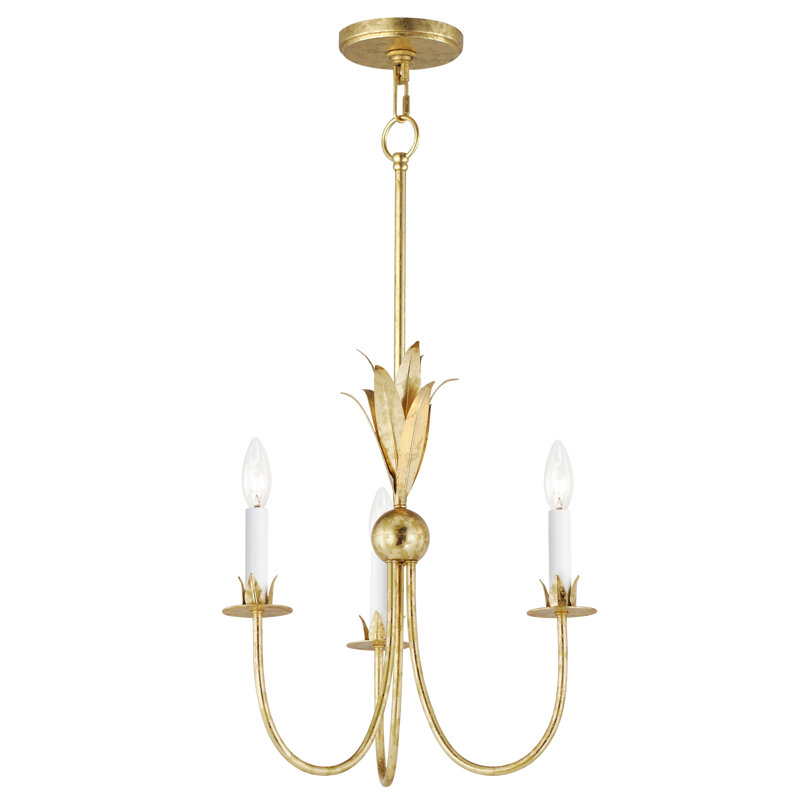 Luminaire suspendu unique à 3 lumières Paloma, Feuille d'or