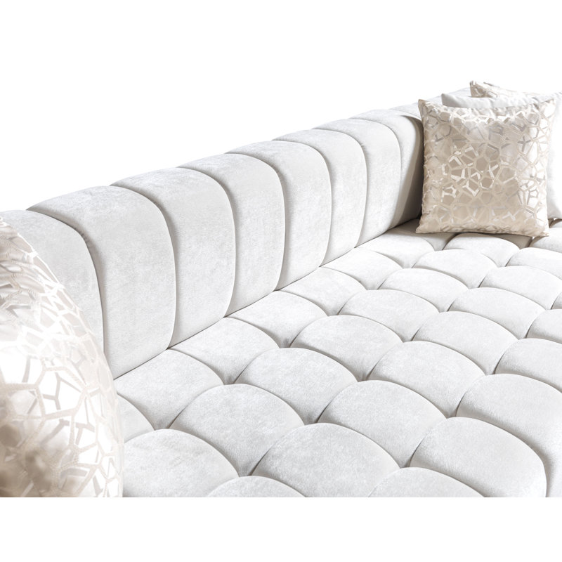 Ariana Velvet Double Chaise Sectional, Ivory Velvet