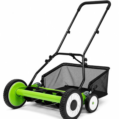 Tondeuse à gazon manuelle à 4 roues - Lames en acier au carbone, poignée en ABS, coupe-herbe non électrique pour jardin et jardin