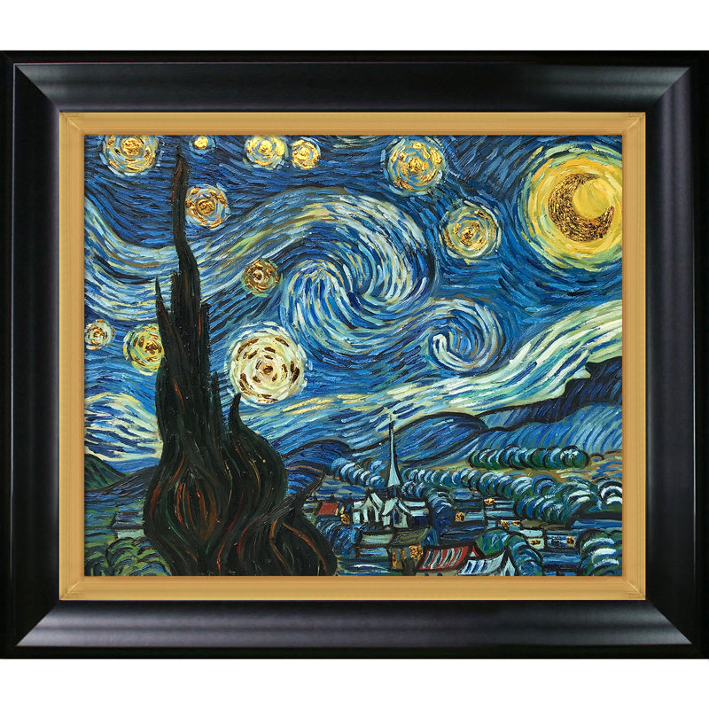 «Nuit étoilée» par Vincent Van Gogh - peinture sur toile encadrée, H 29 po x l 33 po x L 2 po