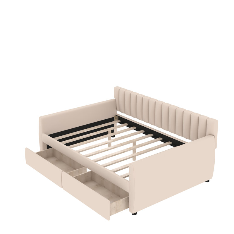 Kids Twin Platform with Drawers, Beige