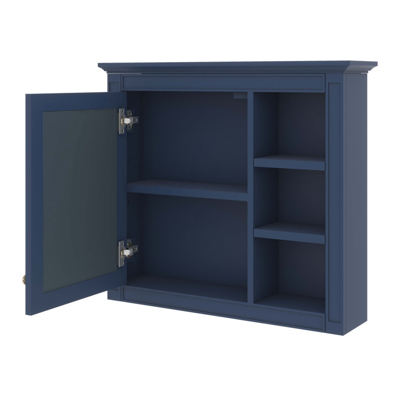 Pharmacie murale moderne 30 "x 28" avec miroir et 3 tablettes ouvertes, Bleu