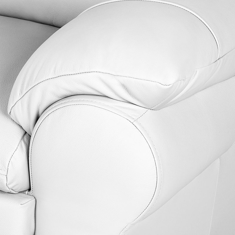 Heppman Genuine Leather 3-Seat Sofa, White