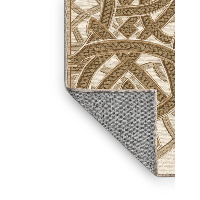 Machine Washable Bemott Classic Trellis Rug in Brown – Beige Binding, 6' Round
