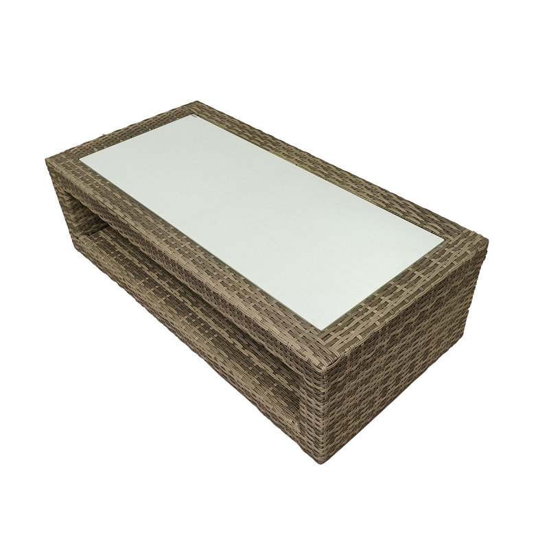 Arlette Wicker Rectangular Outdoor Coffee Table with Shelf