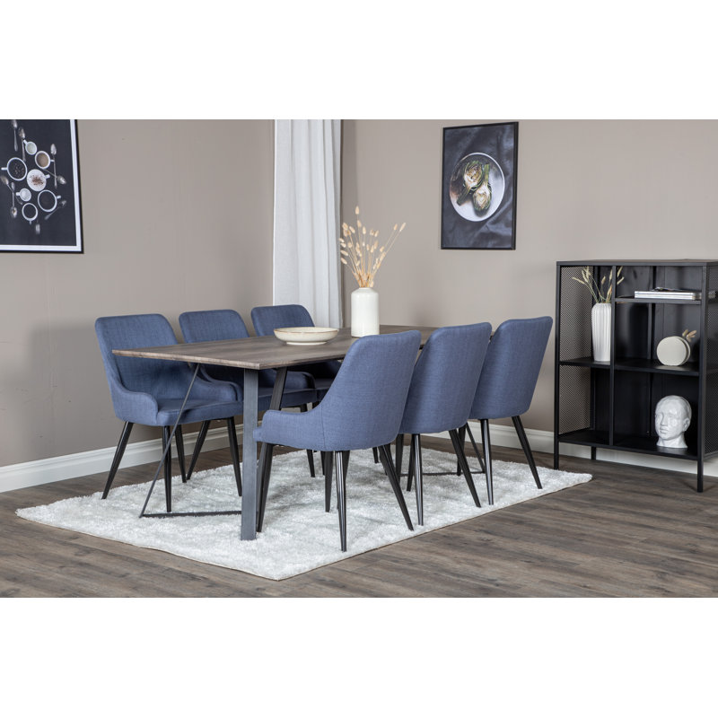 Rowe 6 - Person Dining Set, Blue