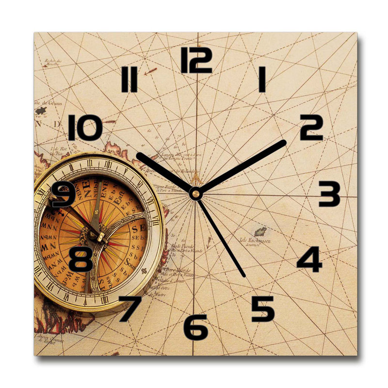 Glass Wall Clock, Beige/Brown/Black