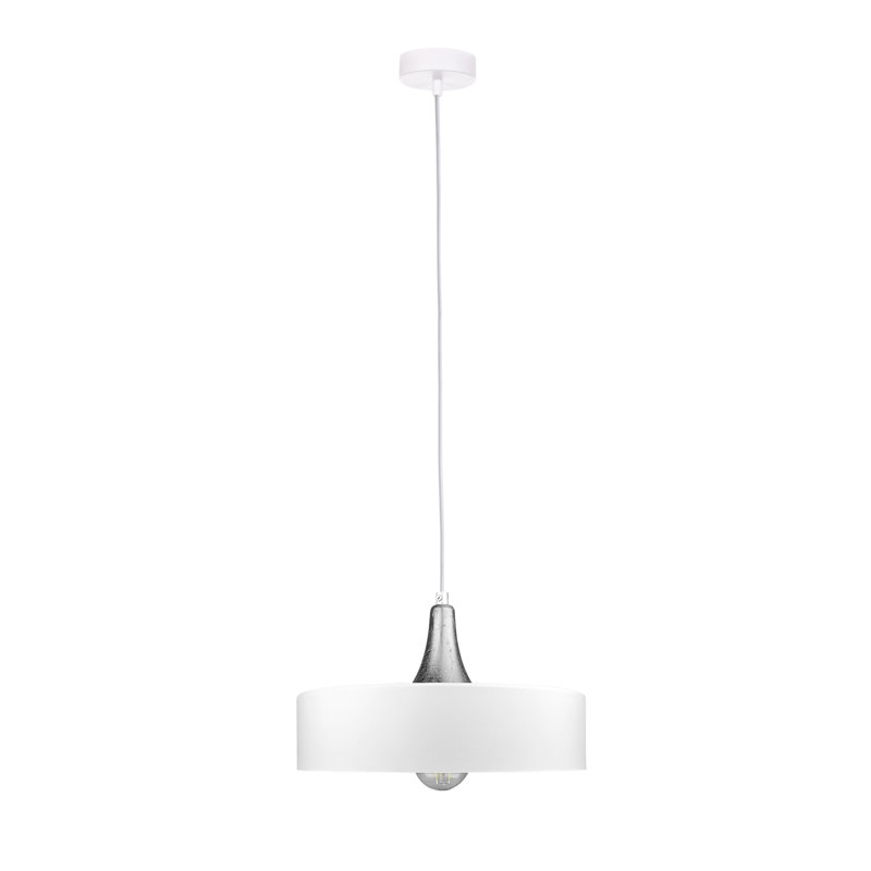 Cajigas 1 - Light Drum Pendant, White/Silver