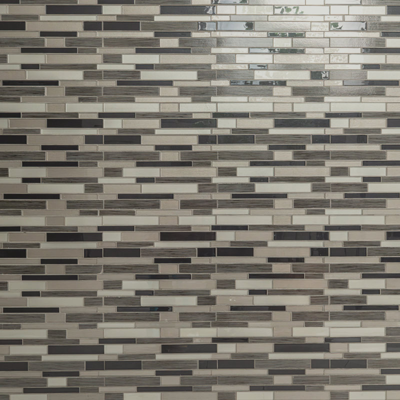 Vixo Grayscale 12 in. x 12 in. Glass Porcelain Blend Interlocking Mosaic Wall Tile, Grayscale