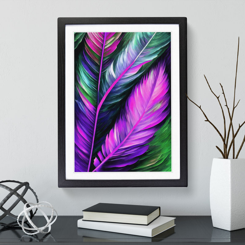 Beautiful Feathers No.3 1 Piece Single Picture Frame Wall Art, 34cm H x 25cm W x 2cm D, Black Framed