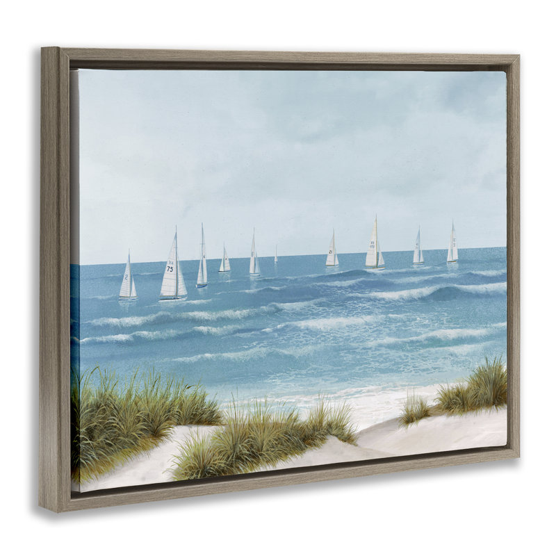 Cadre flottant Sail Sail Seaside, conçu par Lorenzo Collective, H 25 po x l 31 po, Cadre flottant orme Montalcino