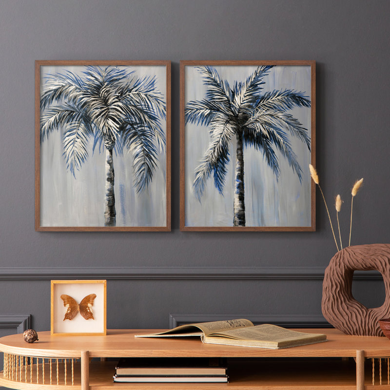 «Palm Magic Evening I», reproduction encadrée de qualité supérieure - prête à être accrochée - aucun clou requis - aucun clou requis