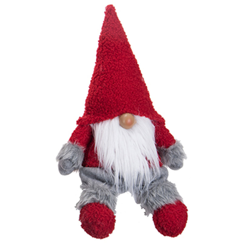 GNOME assis avec pantalon en fausse fourrure, H 23,2 po x l 5,1 po x P 3,9 po