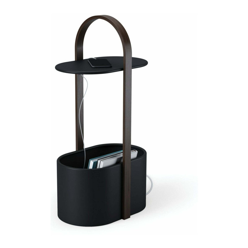 Bellwood Modern Round Wood & Metal Storage Side Table