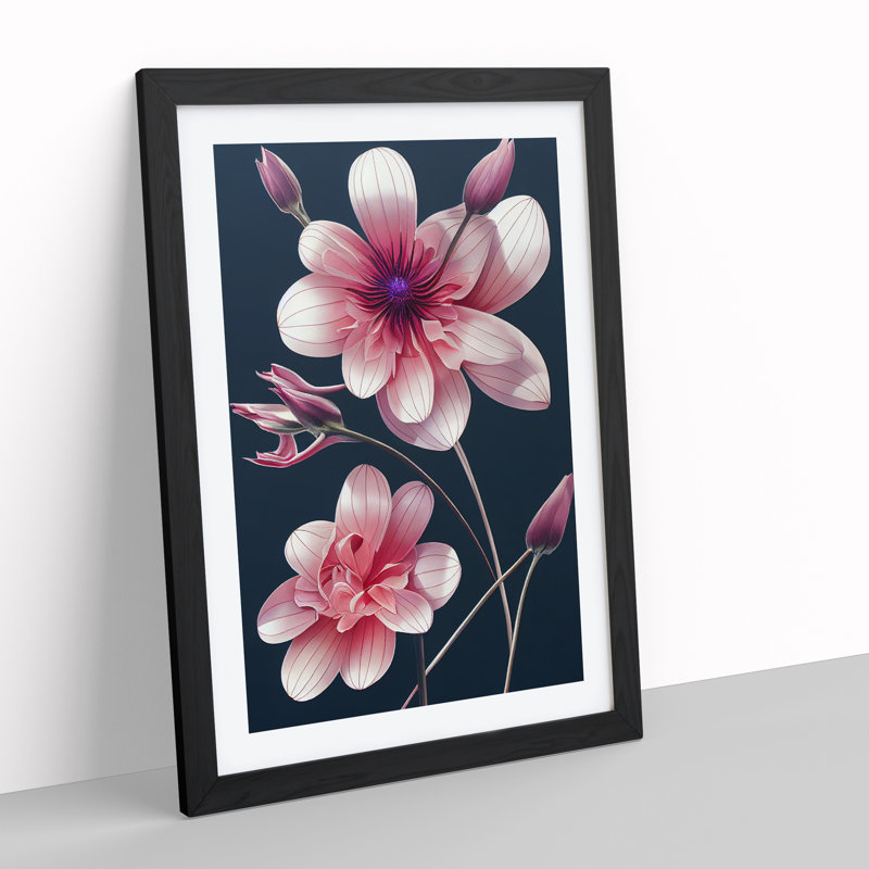 XV1022-4623X The Striking Flowers - Single Picture Frame Print, Black, 34cm H x 25cm W x 2cm D
