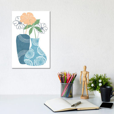 «Blue Decorative Pots II», reproduction d'art sur toile tendue