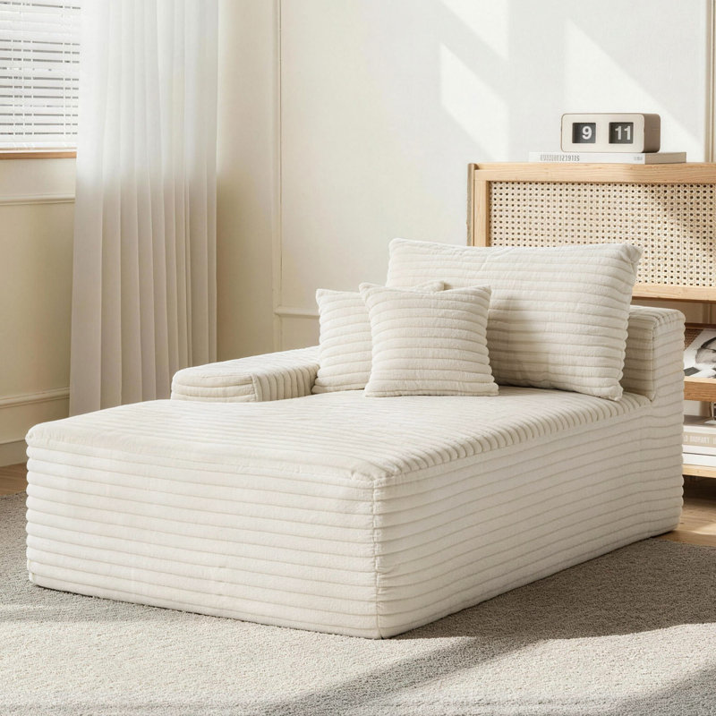 Upholstered Chaise Lounge, White