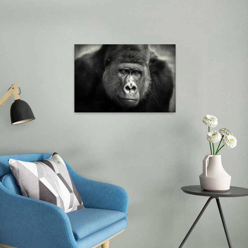 Silverback'S Soulful Gaze Contemporary Gorilla Wall Art Print by Antje Wenner-Braun - Wrapped Canvas Print
