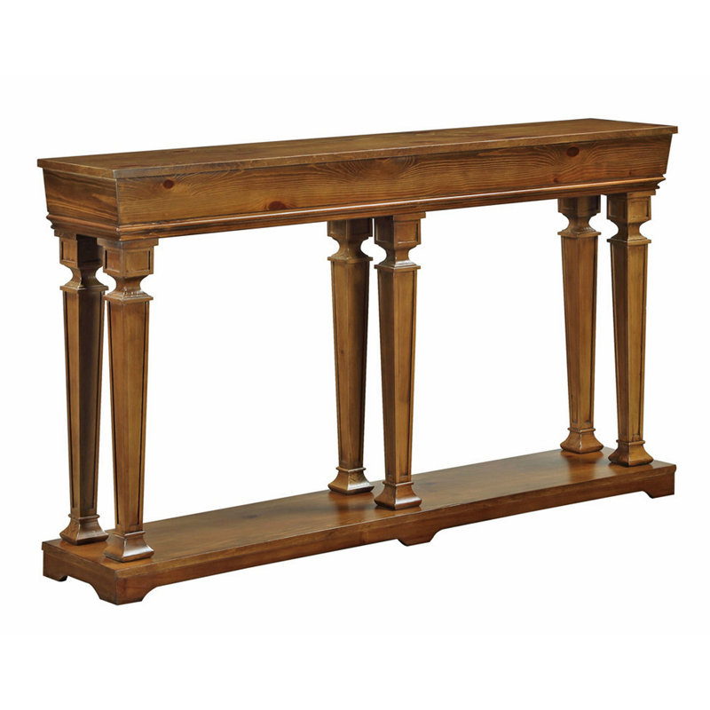 Oak Console Table With Rectangular Design And Shelf Tapered Legs For Stability A Storage