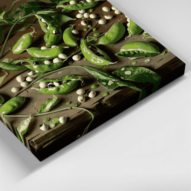 Art mural sur toile, légumes, yeux noirs, pois, brun frais, H 16 po x l 20 po