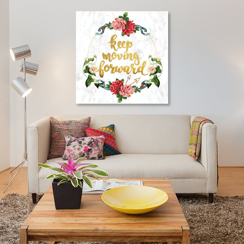 « keep movinging forward », impression sur toile, H 37 po x l 37 po x P 1,5 po, Toile tendue